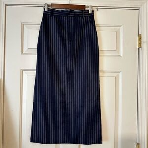 Navy Pinstripe Pencil Skirt